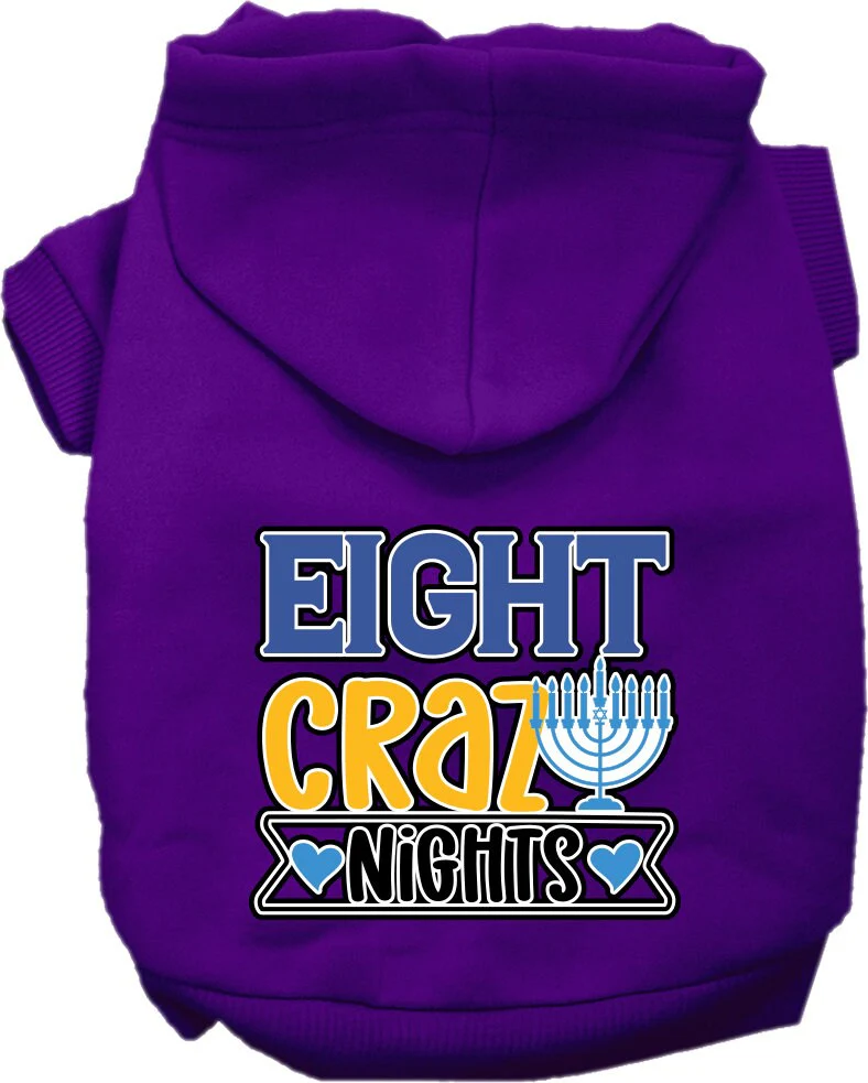 Hanukkah Pet, Dog and Cat Hoodie Screen Printed, "Eight Crazy Nights" - Image 9