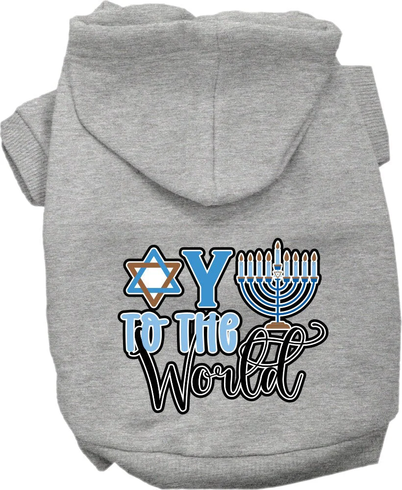 Hanukkah Pet, Dog and Cat Hoodie Screen Printed, "Oy To The World" - Image 7