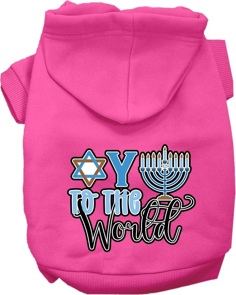 Hanukkah Pet, Dog and Cat Hoodie Screen Printed, "Oy To The World" - Image 9