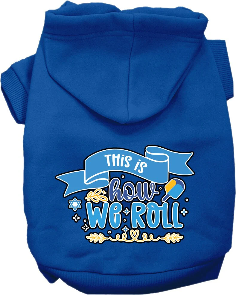 Hanukkah Pet, Dog and Cat Hoodie Screen Printed, "This Is How We Roll" - Image 5