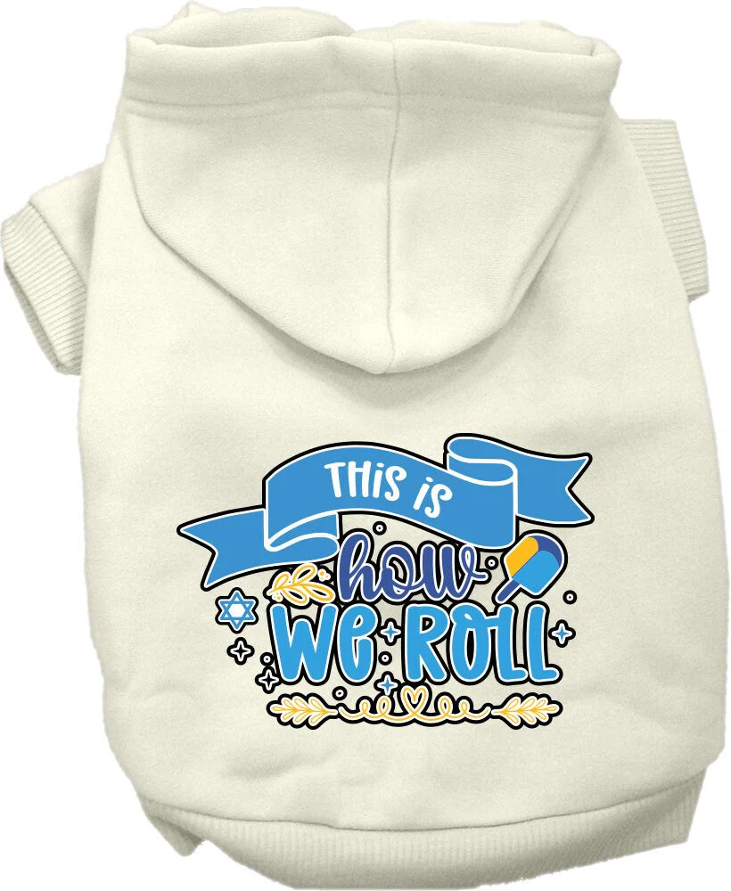 Hanukkah Pet, Dog and Cat Hoodie Screen Printed, "This Is How We Roll" - Image 6