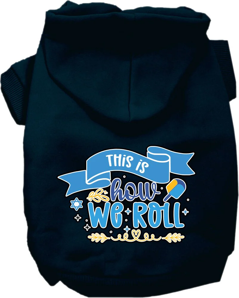 Hanukkah Pet, Dog and Cat Hoodie Screen Printed, "This Is How We Roll" - Image 8