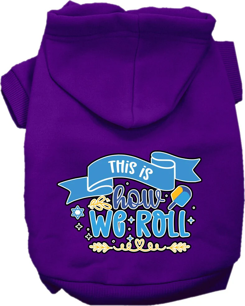 Hanukkah Pet, Dog and Cat Hoodie Screen Printed, "This Is How We Roll" - Image 9