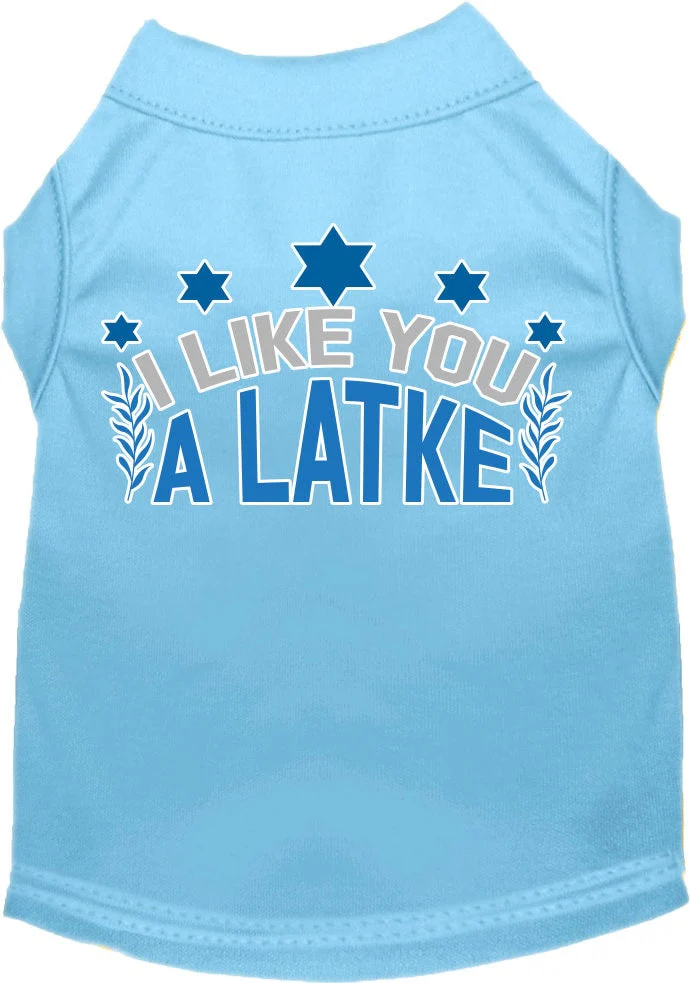 Hanukkah Pet Dog and Cat Shirt Screen Printed, "I Like You A Latke" - Image 3