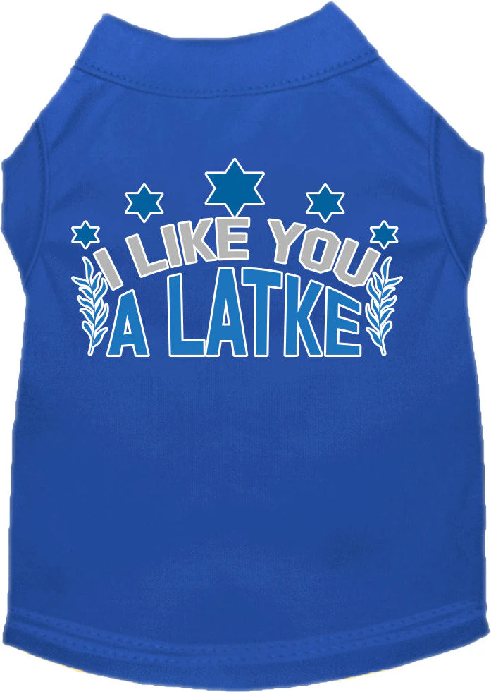 Hanukkah Pet Dog and Cat Shirt Screen Printed, "I Like You A Latke" - Image 5
