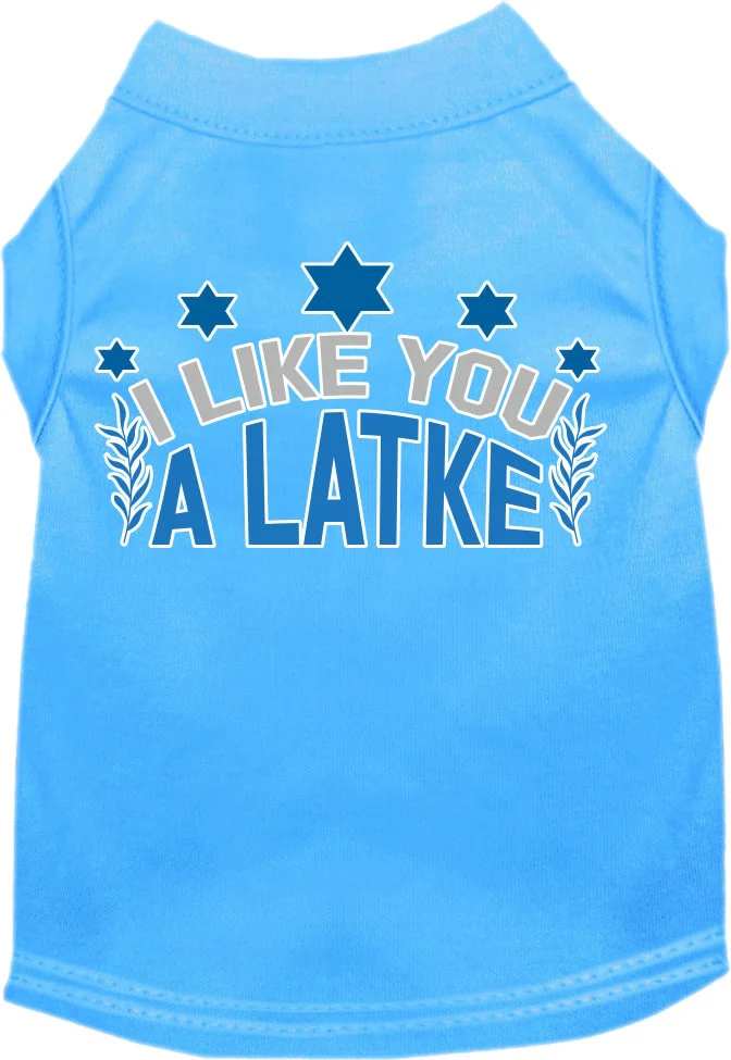 Hanukkah Pet Dog and Cat Shirt Screen Printed, "I Like You A Latke" - Image 6