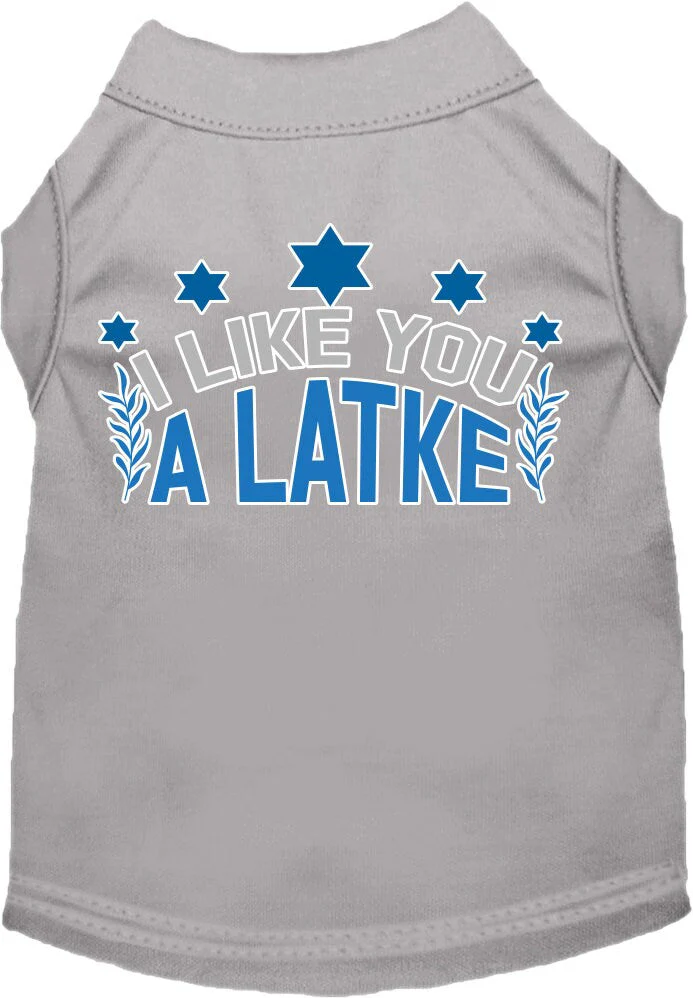 Hanukkah Pet Dog and Cat Shirt Screen Printed, "I Like You A Latke" - Image 7
