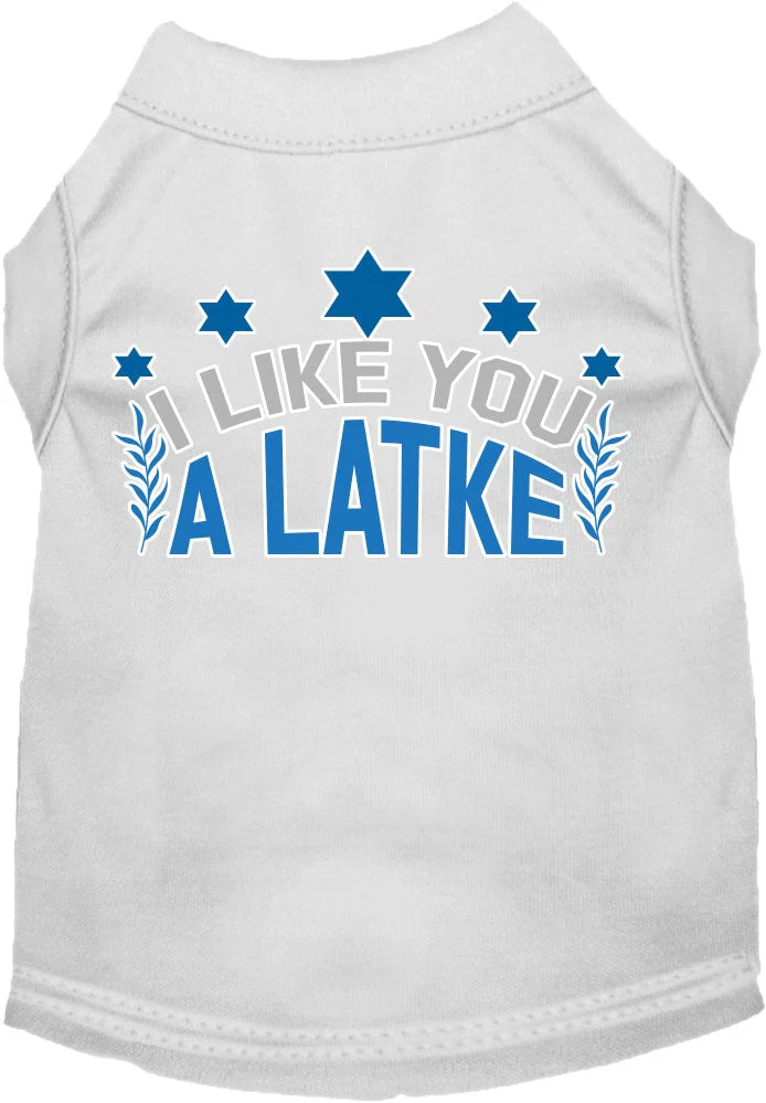 Hanukkah Pet Dog and Cat Shirt Screen Printed, "I Like You A Latke" - Image 8