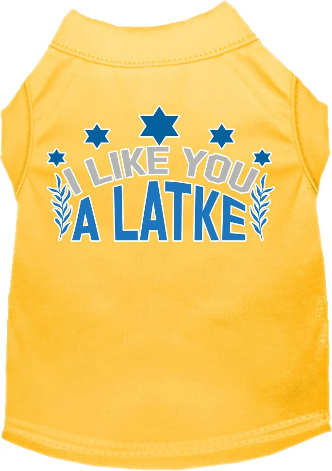 Hanukkah Pet Dog and Cat Shirt Screen Printed, "I Like You A Latke" - Image 9