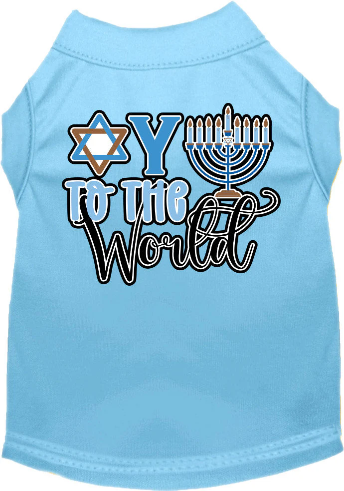 Hanukkah Pet Dog and Cat Shirt Screen Printed, "Oy To The World" - Image 3