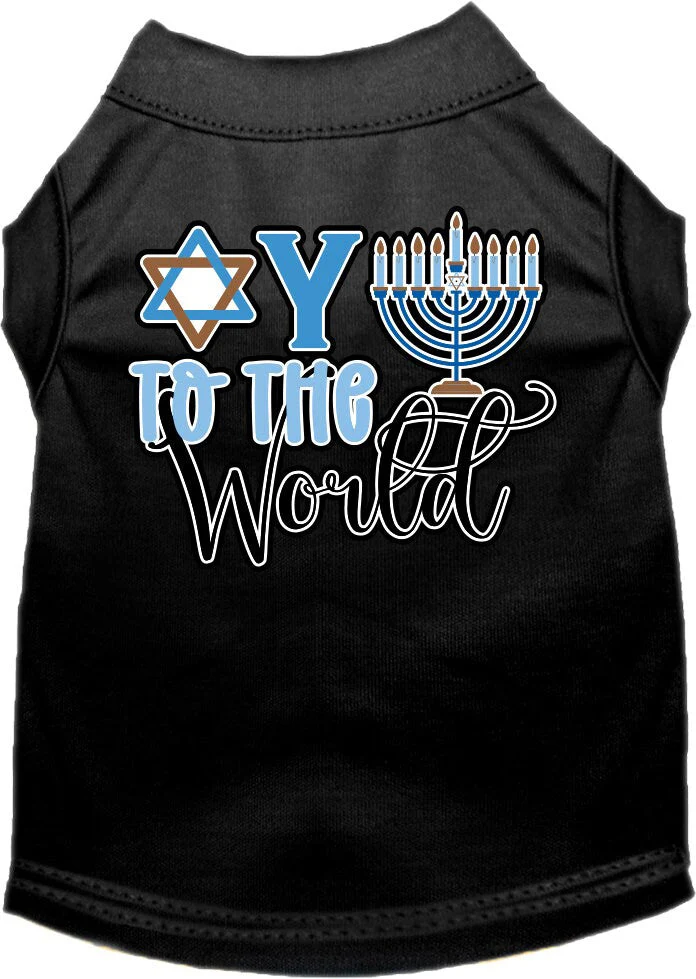 Hanukkah Pet Dog and Cat Shirt Screen Printed, "Oy To The World" - Image 4