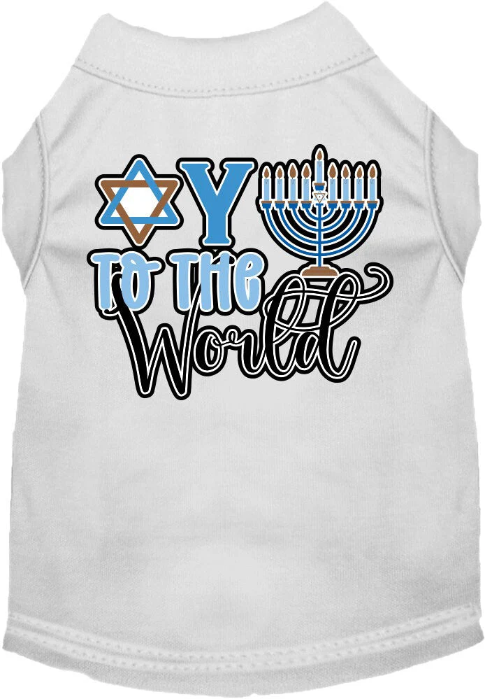 Hanukkah Pet Dog and Cat Shirt Screen Printed, "Oy To The World" - Image 6