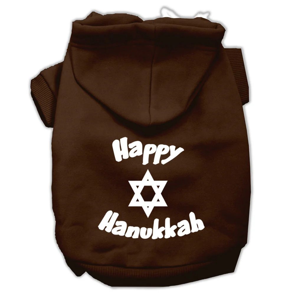 Hanukkah Pet Hoodie Screen Printed, "Happy Hanukkah" - Image 10