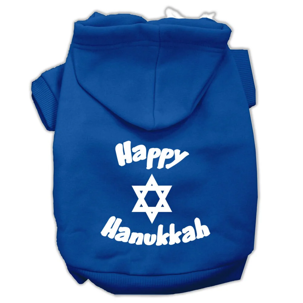 Hanukkah Pet Hoodie Screen Printed, "Happy Hanukkah" - Image 3