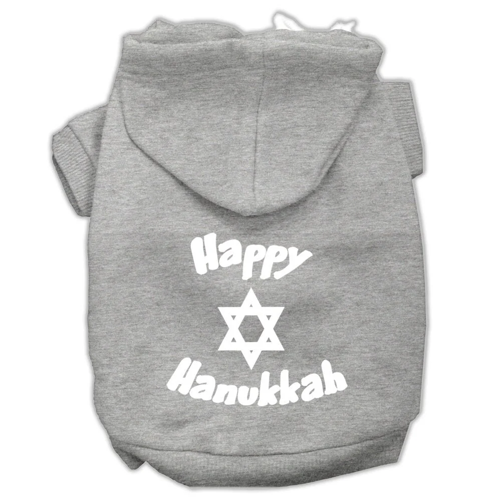 Hanukkah Pet Hoodie Screen Printed, "Happy Hanukkah" - Image 4