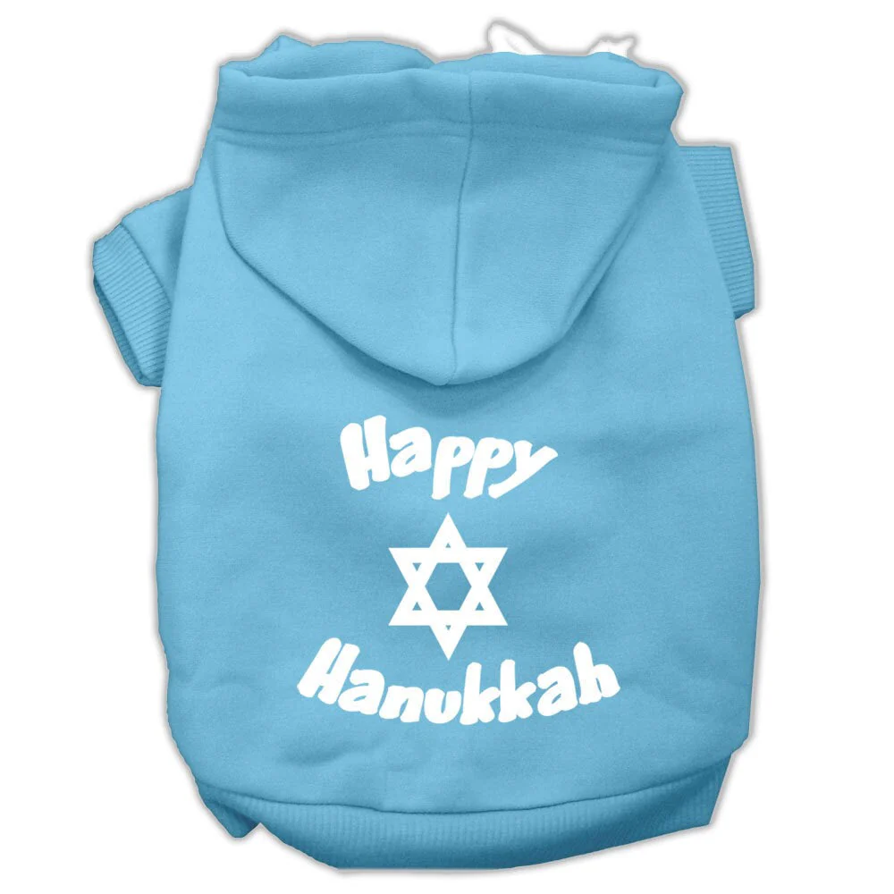 Hanukkah Pet Hoodie Screen Printed, "Happy Hanukkah" - Image 5