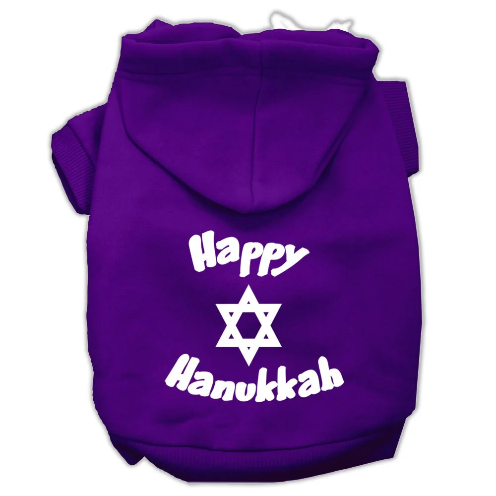 Hanukkah Pet Hoodie Screen Printed, "Happy Hanukkah" - Image 6