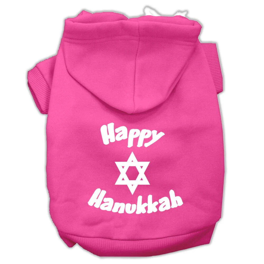 Hanukkah Pet Hoodie Screen Printed, "Happy Hanukkah" - Image 7