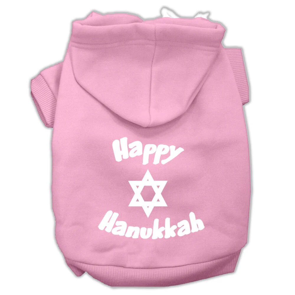 Hanukkah Pet Hoodie Screen Printed, "Happy Hanukkah" - Image 8