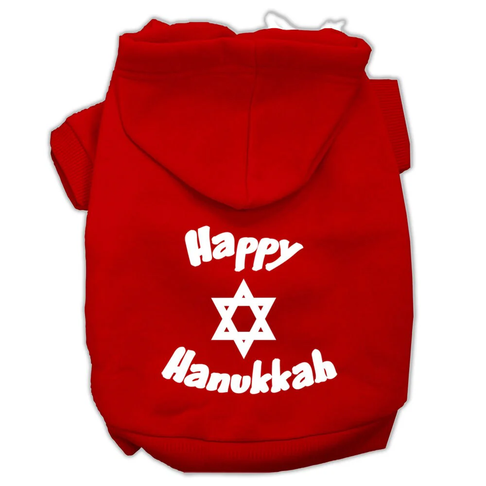 Hanukkah Pet Hoodie Screen Printed, "Happy Hanukkah" - Image 9
