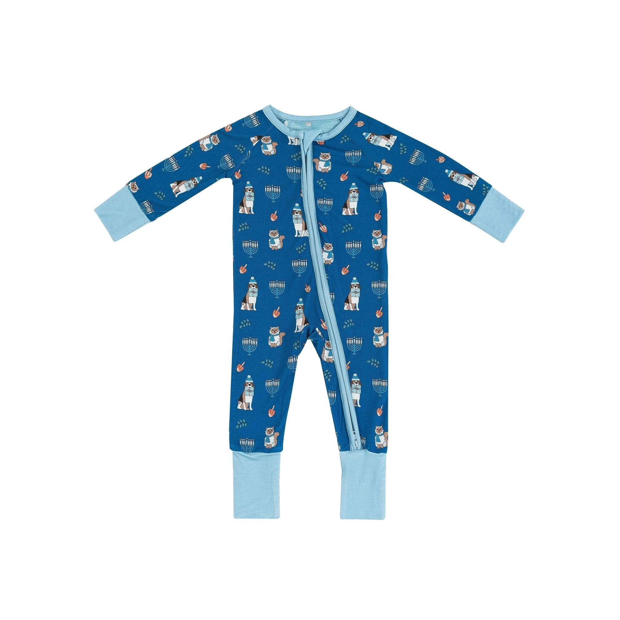 Hanukkah Pets (Convertible Zip Footies) - Blue - Image 3