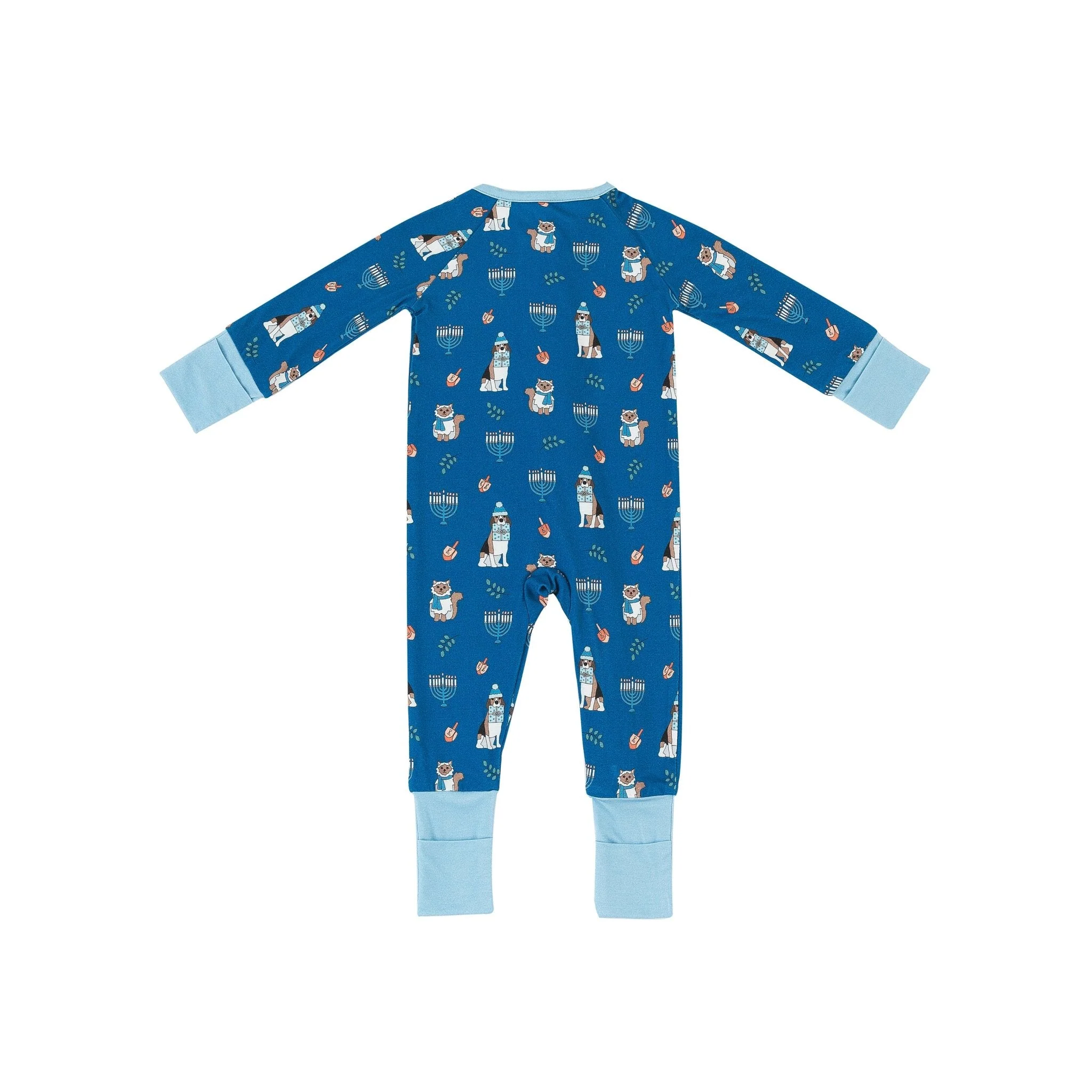 Hanukkah Pets (Convertible Zip Footies) - Blue - Image 4