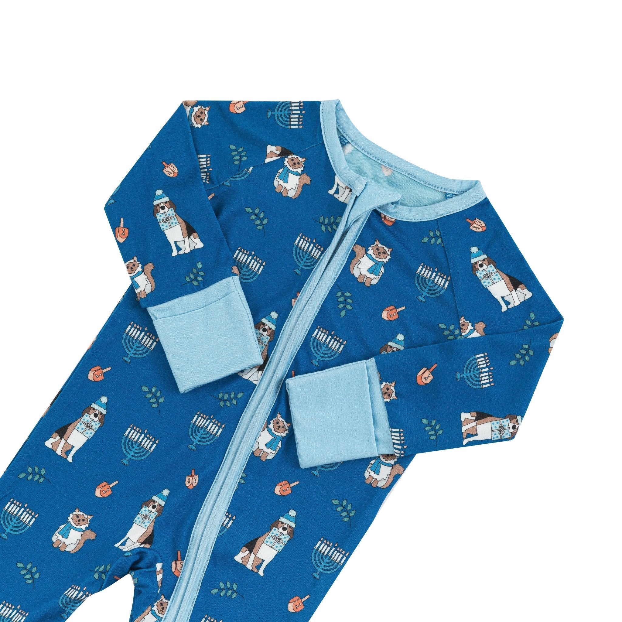 Hanukkah Pets (Convertible Zip Footies) - Blue - Image 5