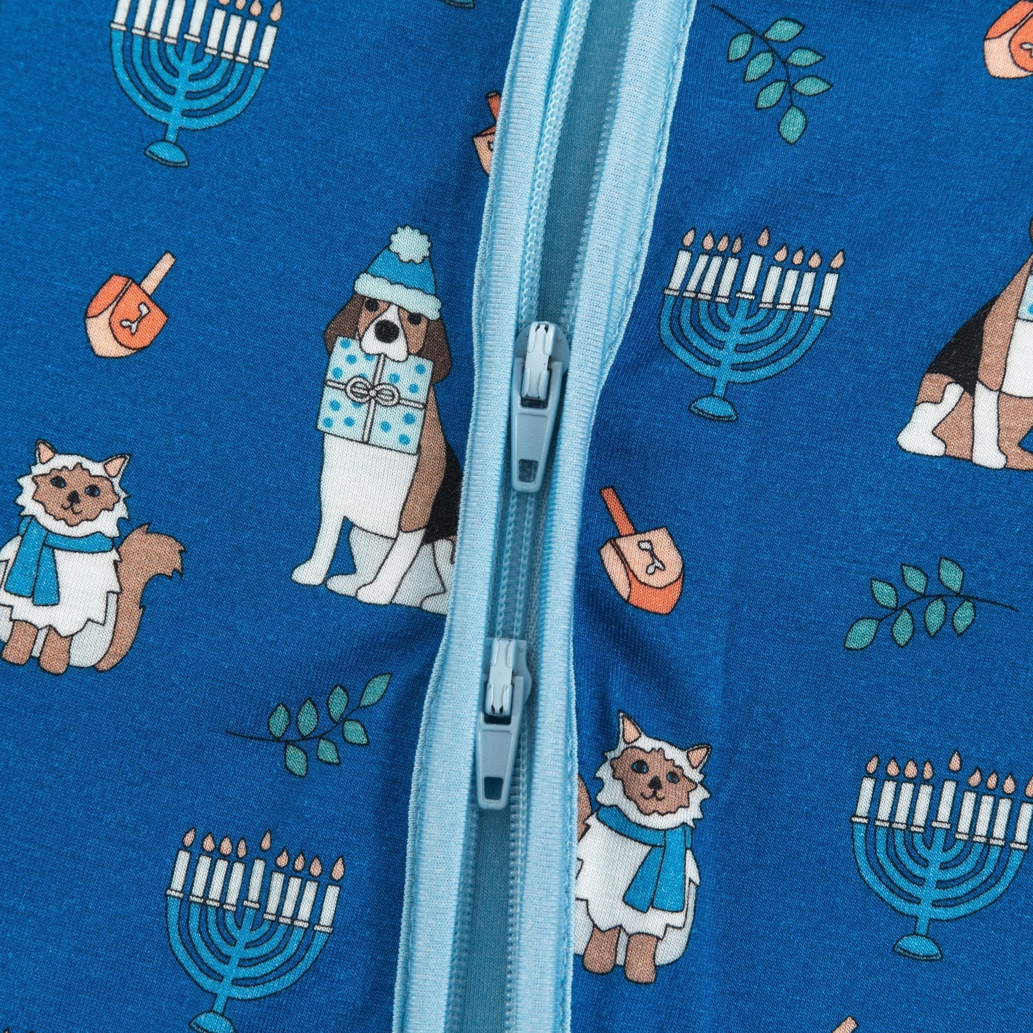 Hanukkah Pets (Convertible Zip Footies) - Blue - Image 8