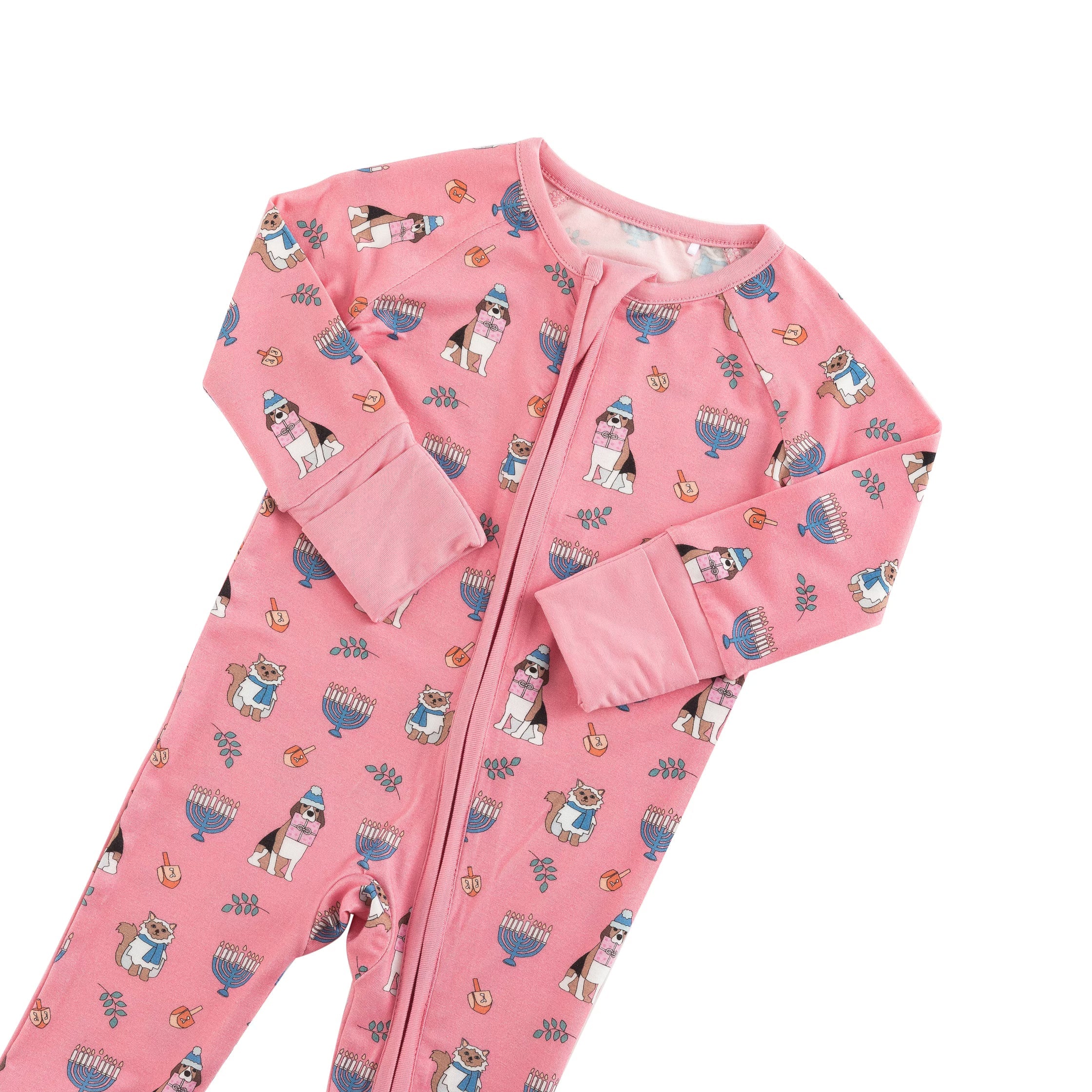 Hanukkah Pets (Convertible Zip Footies) - Pink - Image 3