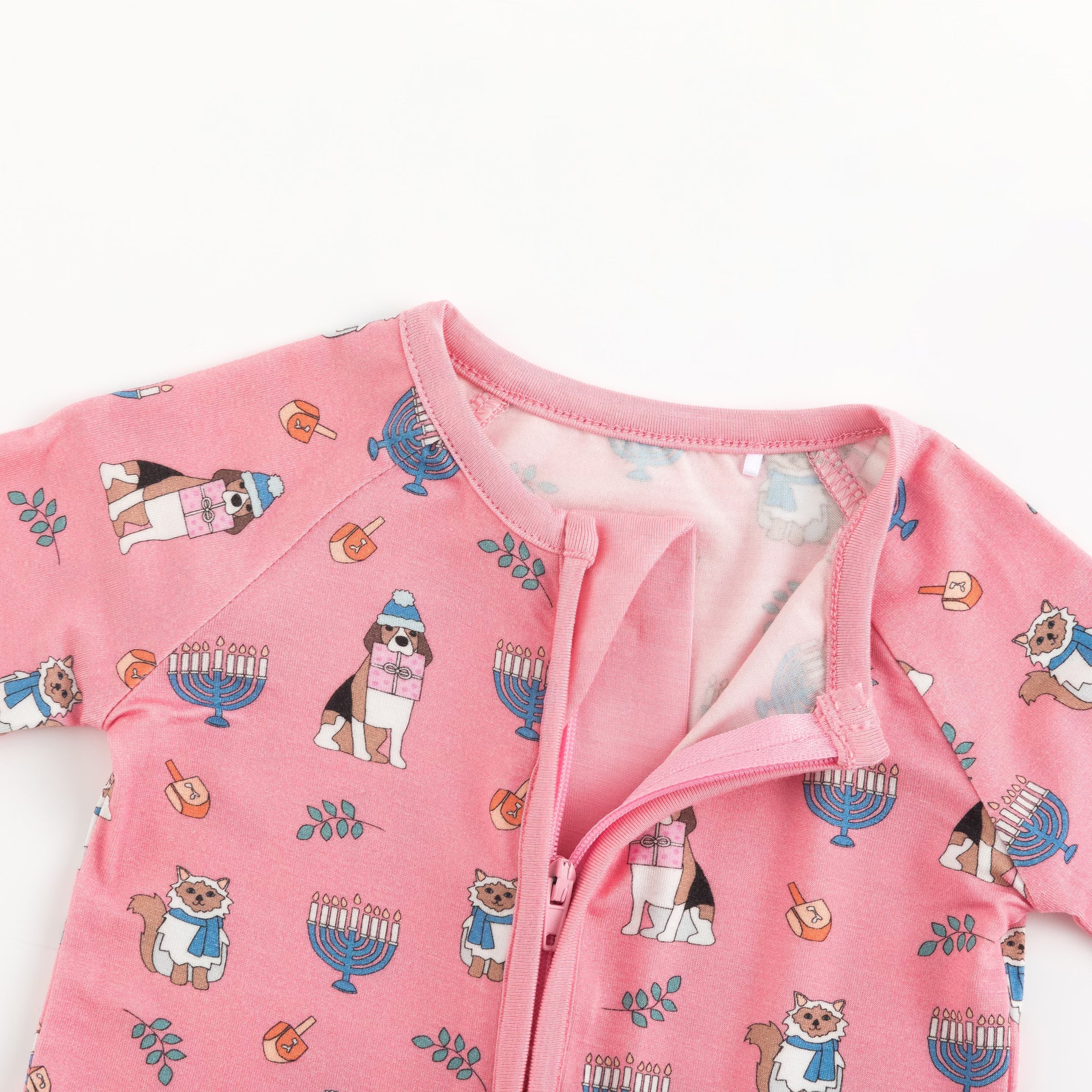 Hanukkah Pets (Convertible Zip Footies) - Pink - Image 4