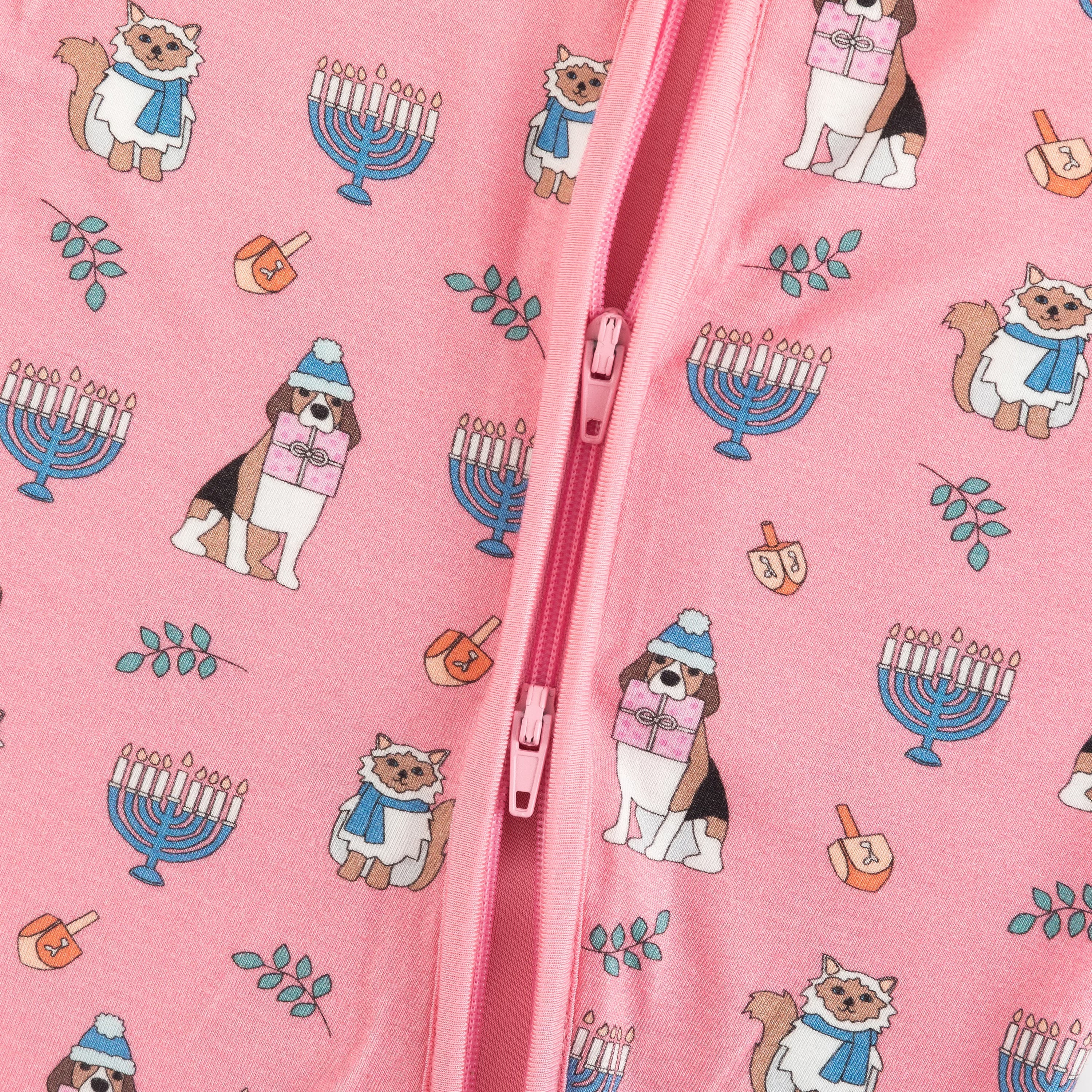 Hanukkah Pets (Convertible Zip Footies) - Pink - Image 5