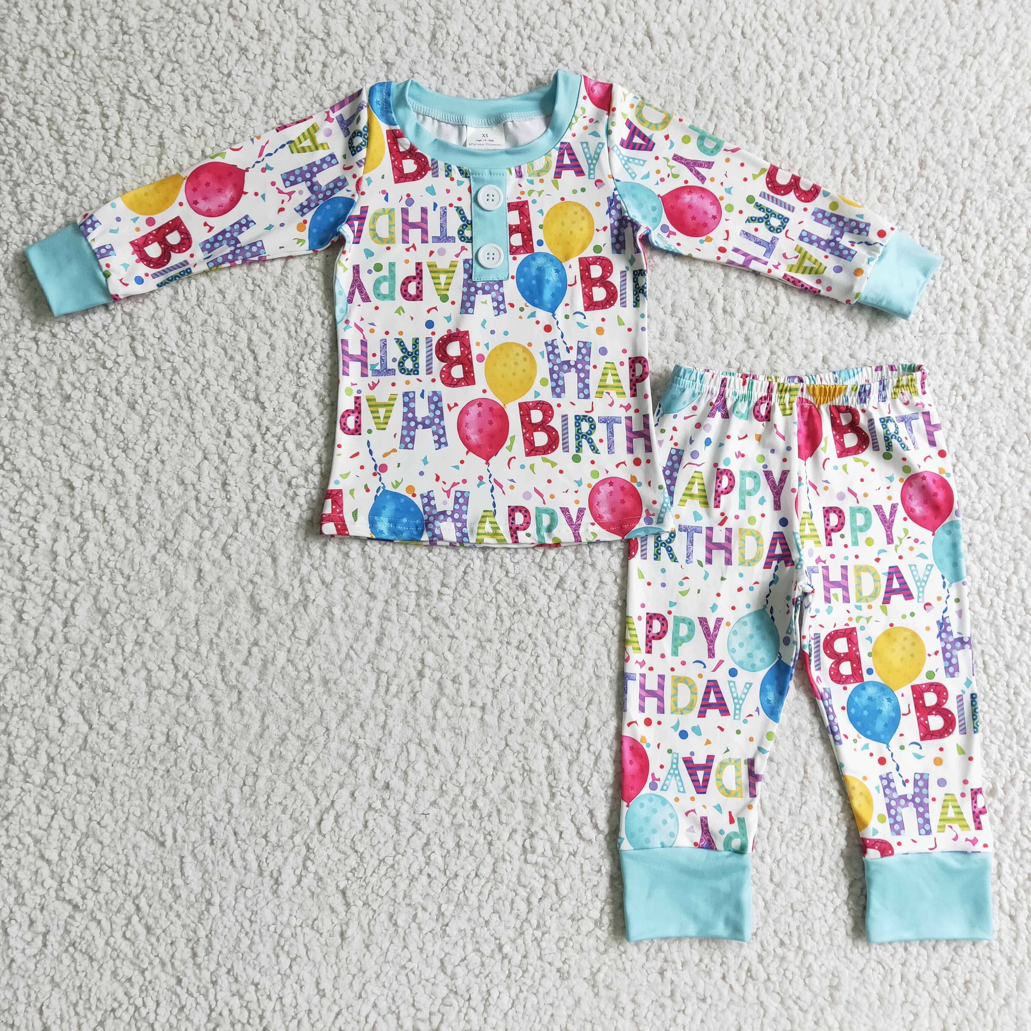 Happy birthday balloon apparel kids boy pajamas - Image 2