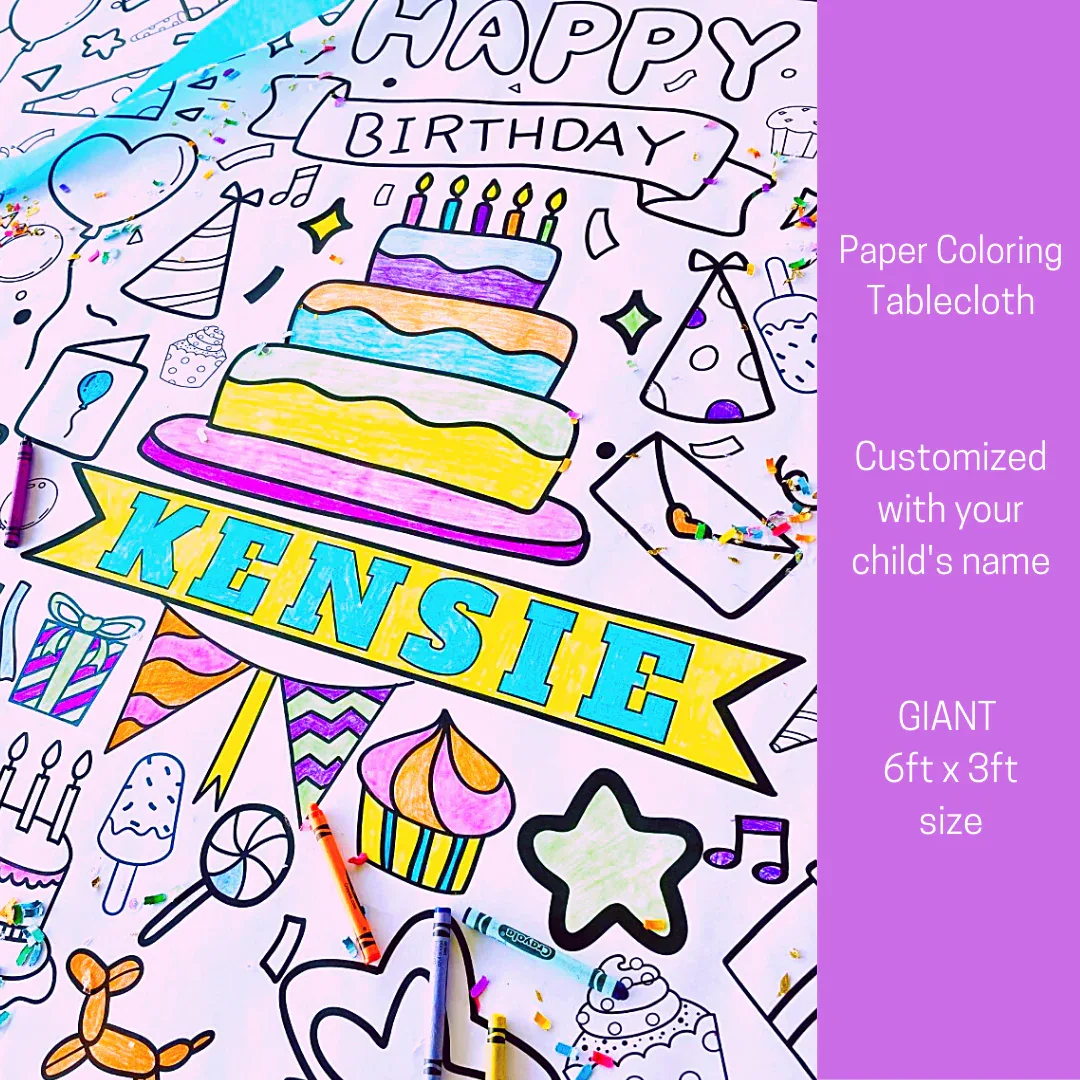 Happy Birthday Coloring Tablecloth - Image 2