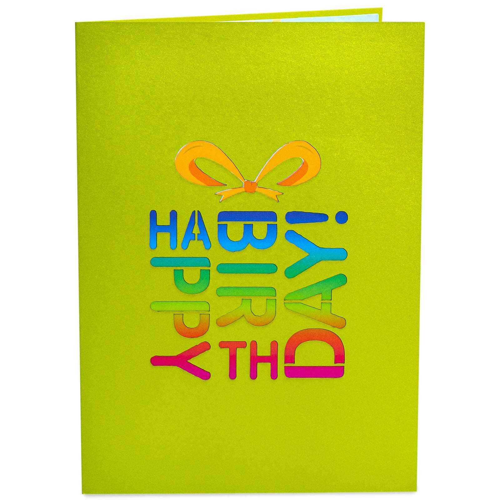 Happy Birthday Pop Up Card (Neon Green) - Image 2