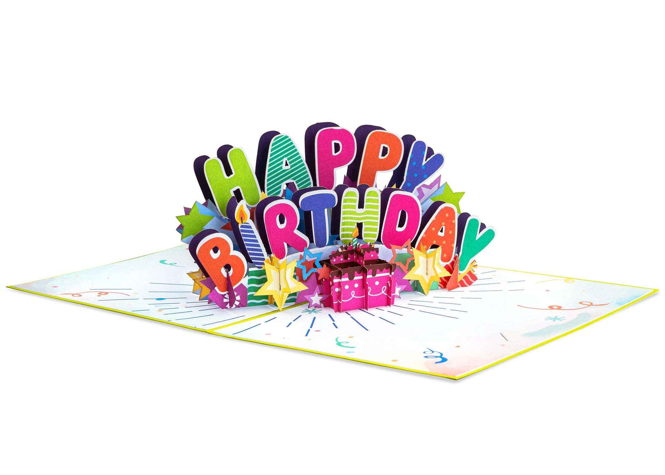 Happy Birthday Pop Up Card (Neon Green) - Image 3