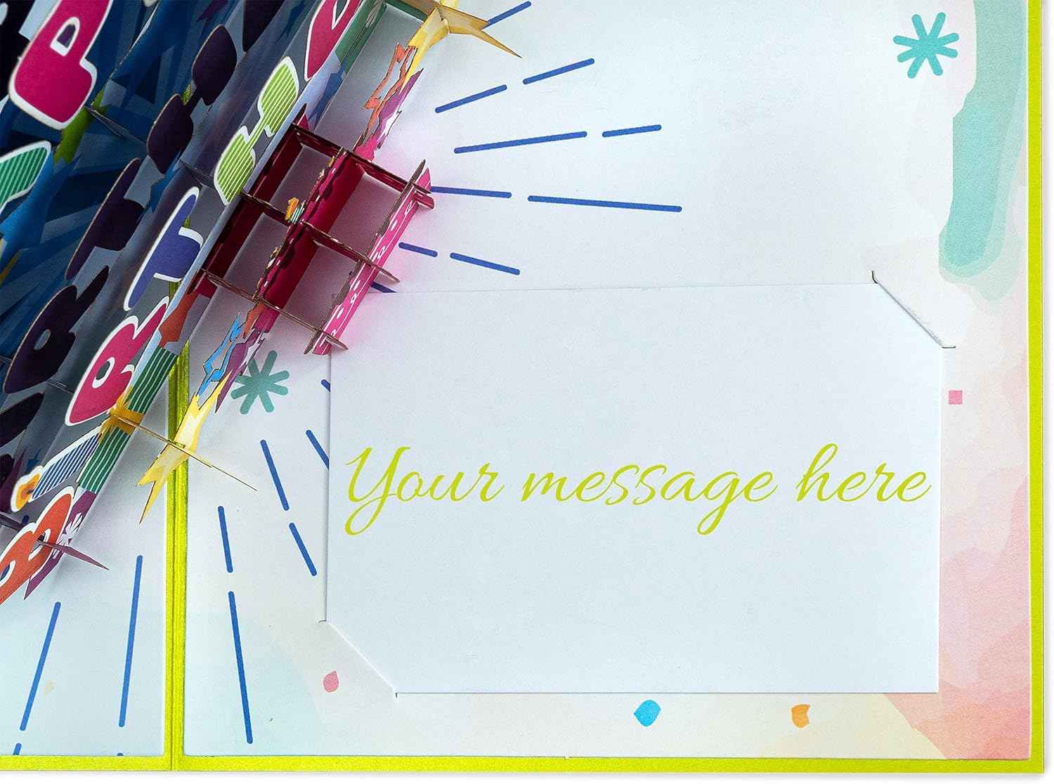 Happy Birthday Pop Up Card (Neon Green) - Image 5
