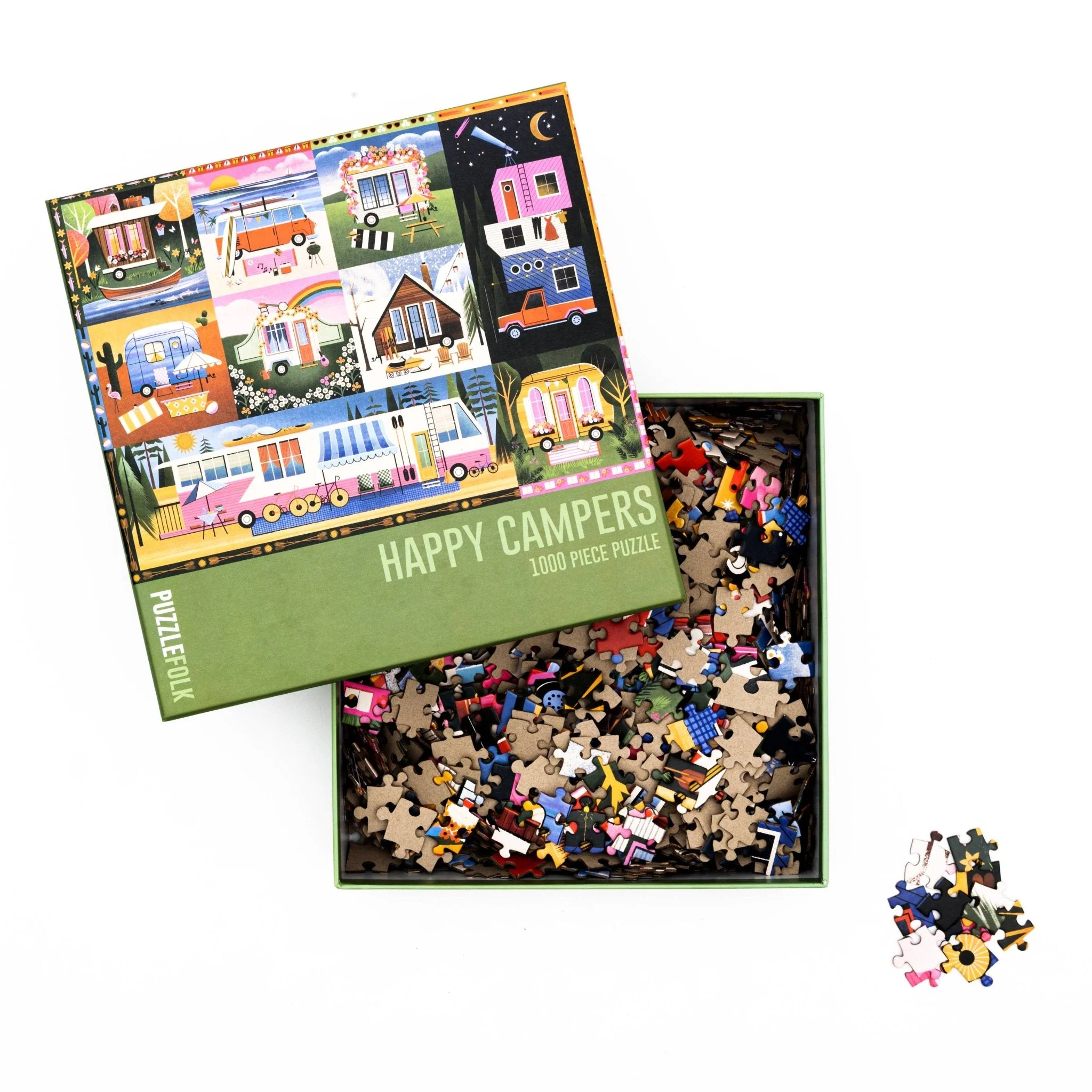 Happy Campers 1000 Piece Puzzle by Puzzlefolk | Dreamy Camping & Glamping Fun - Image 2