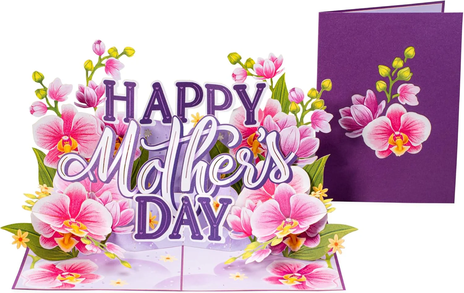 Happy Mothers Day Orchids Pop Up Card - 5" x 7" - Image 4