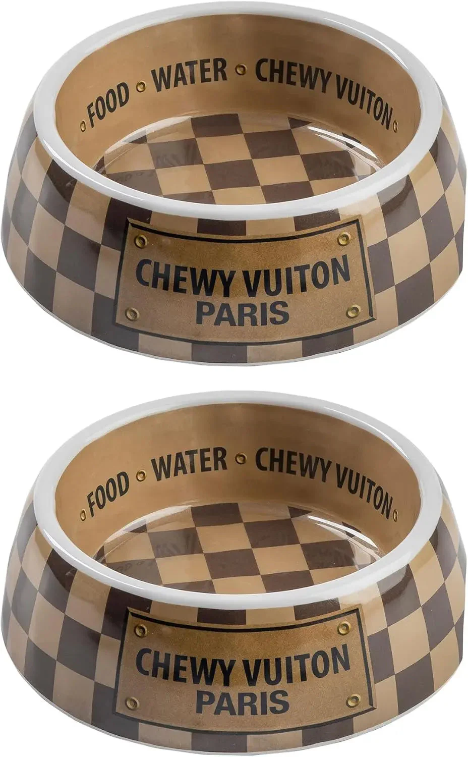 Haute Diggity Dog Chewy Vuiton Dog Bowl Set | BPA-Free, Non-Skid (2-Pack) - Image 10