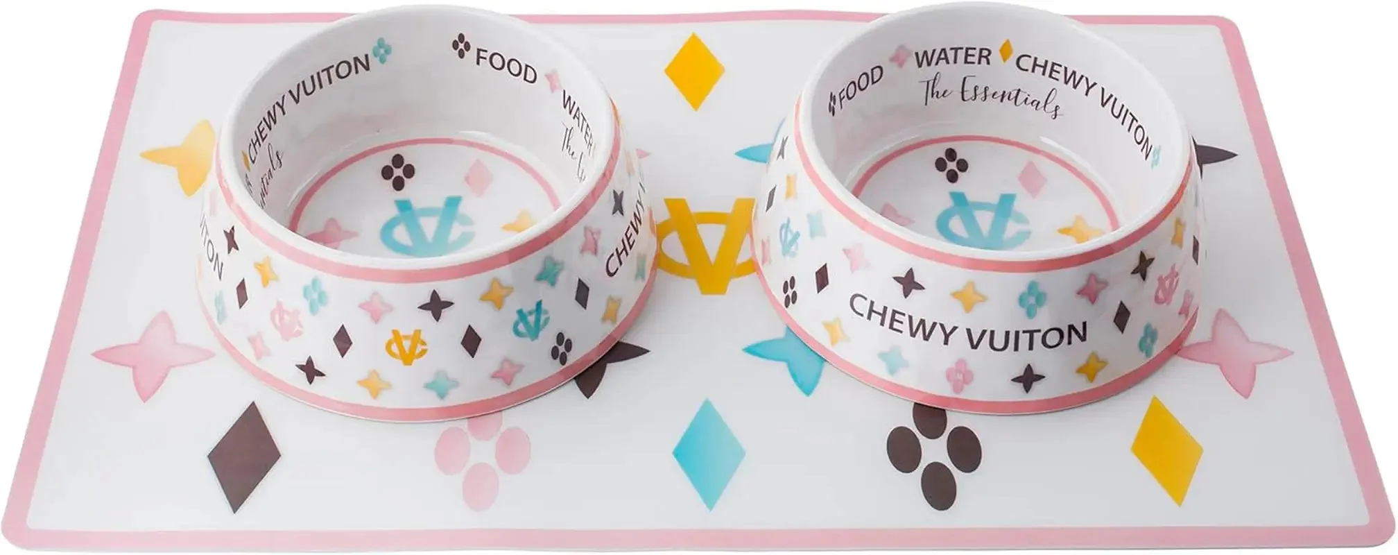 Haute Diggity Dog Chewy Vuiton Dog Bowl Set | BPA-Free, Non-Skid (2-Pack) - Image 12