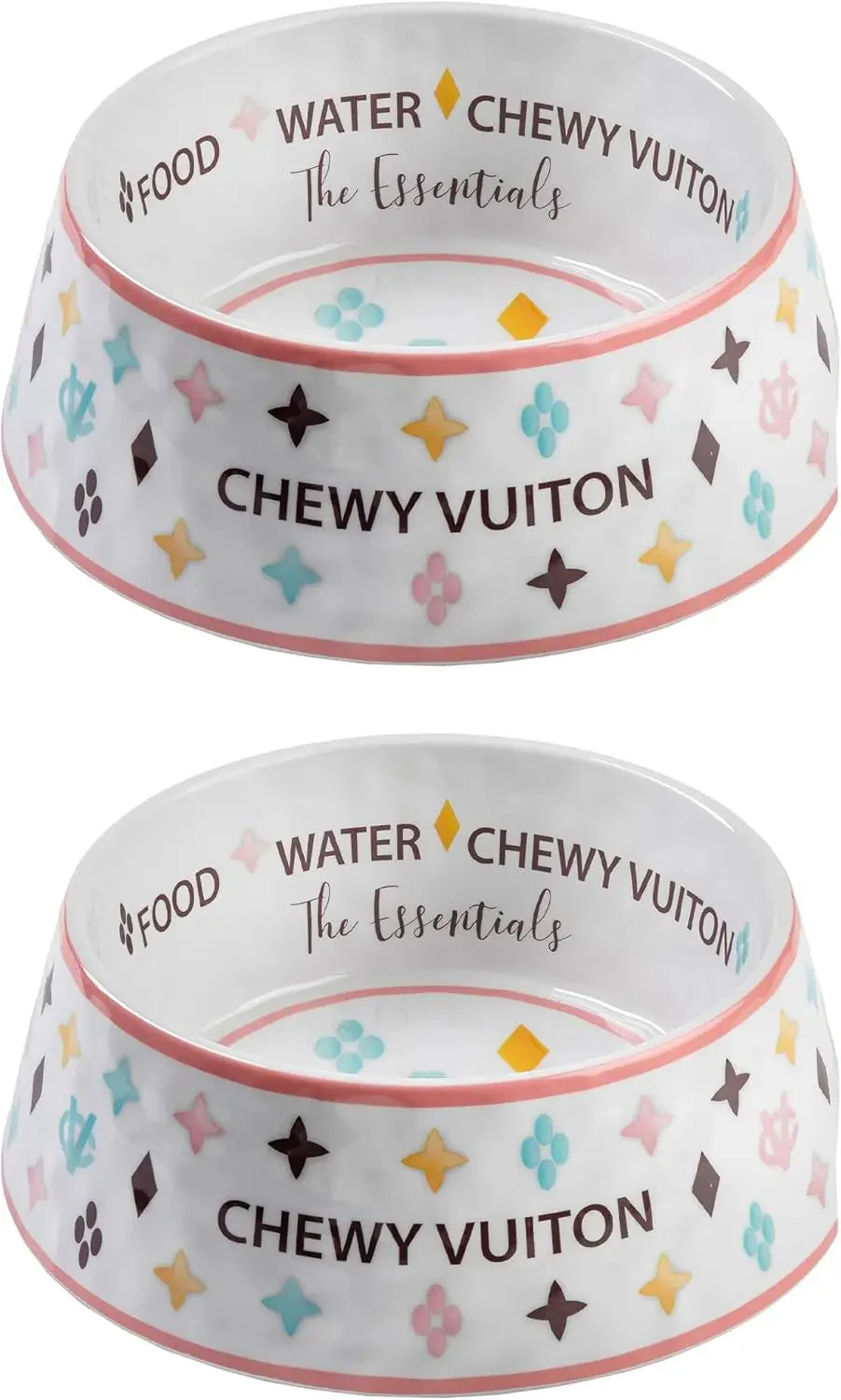 Haute Diggity Dog Chewy Vuiton Dog Bowl Set | BPA-Free, Non-Skid (2-Pack) - Image 13