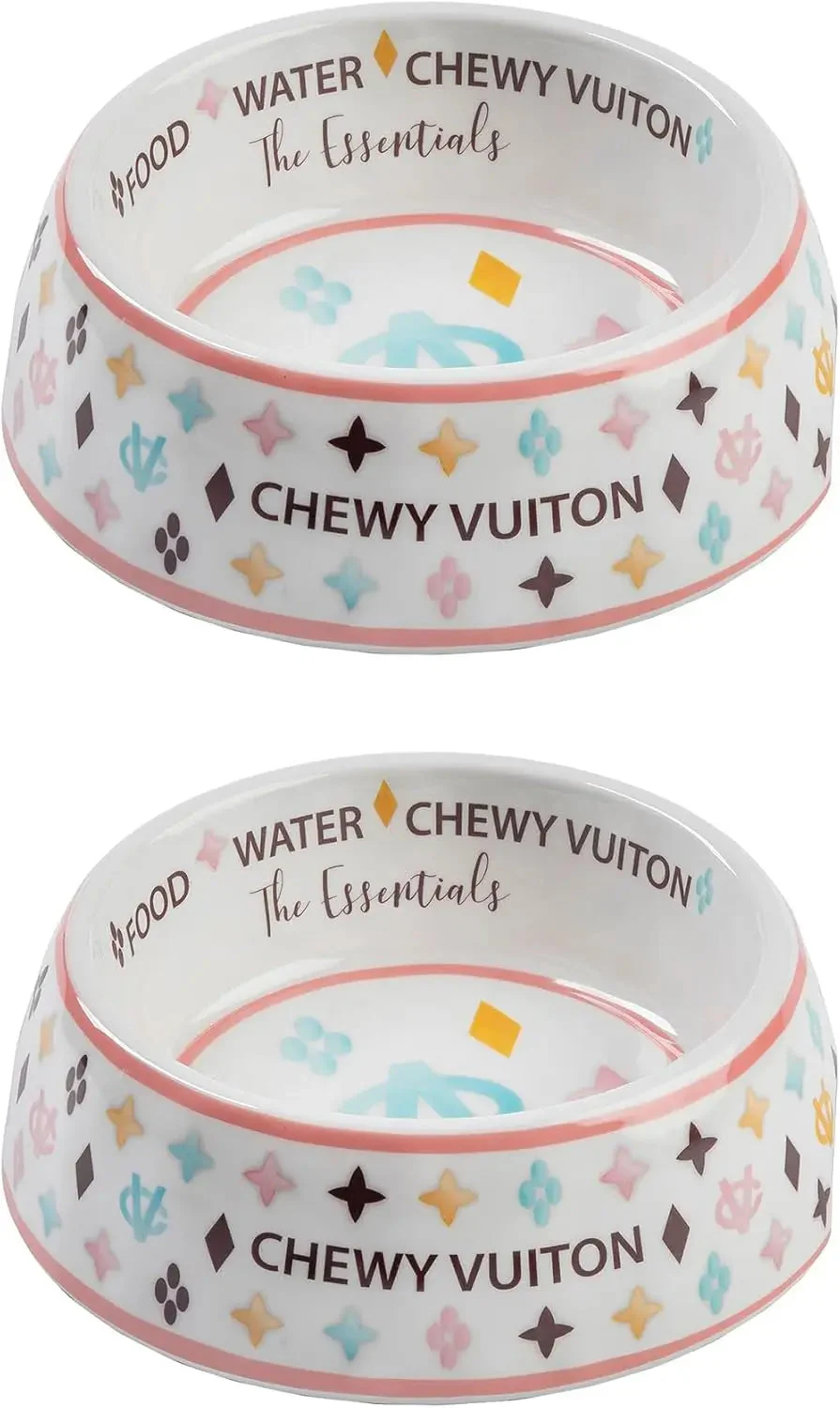 Haute Diggity Dog Chewy Vuiton Dog Bowl Set | BPA-Free, Non-Skid (2-Pack) - Image 14