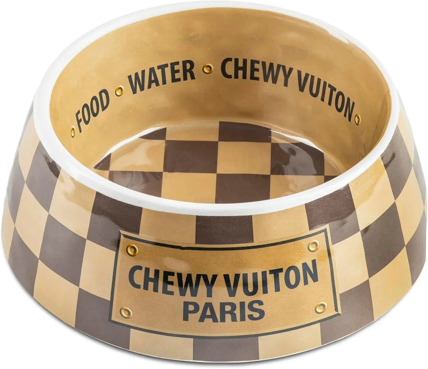 Haute Diggity Dog Chewy Vuiton Dog Bowl Set | BPA-Free, Non-Skid (2-Pack) - Image 2