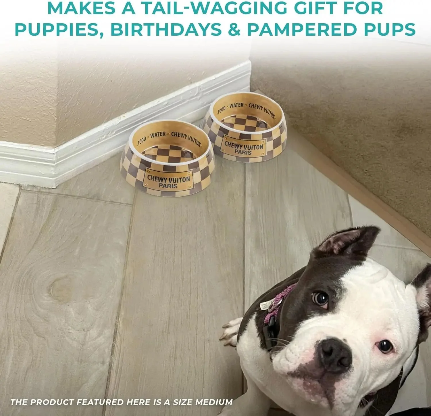 Haute Diggity Dog Chewy Vuiton Dog Bowl Set | BPA-Free, Non-Skid (2-Pack) - Image 6