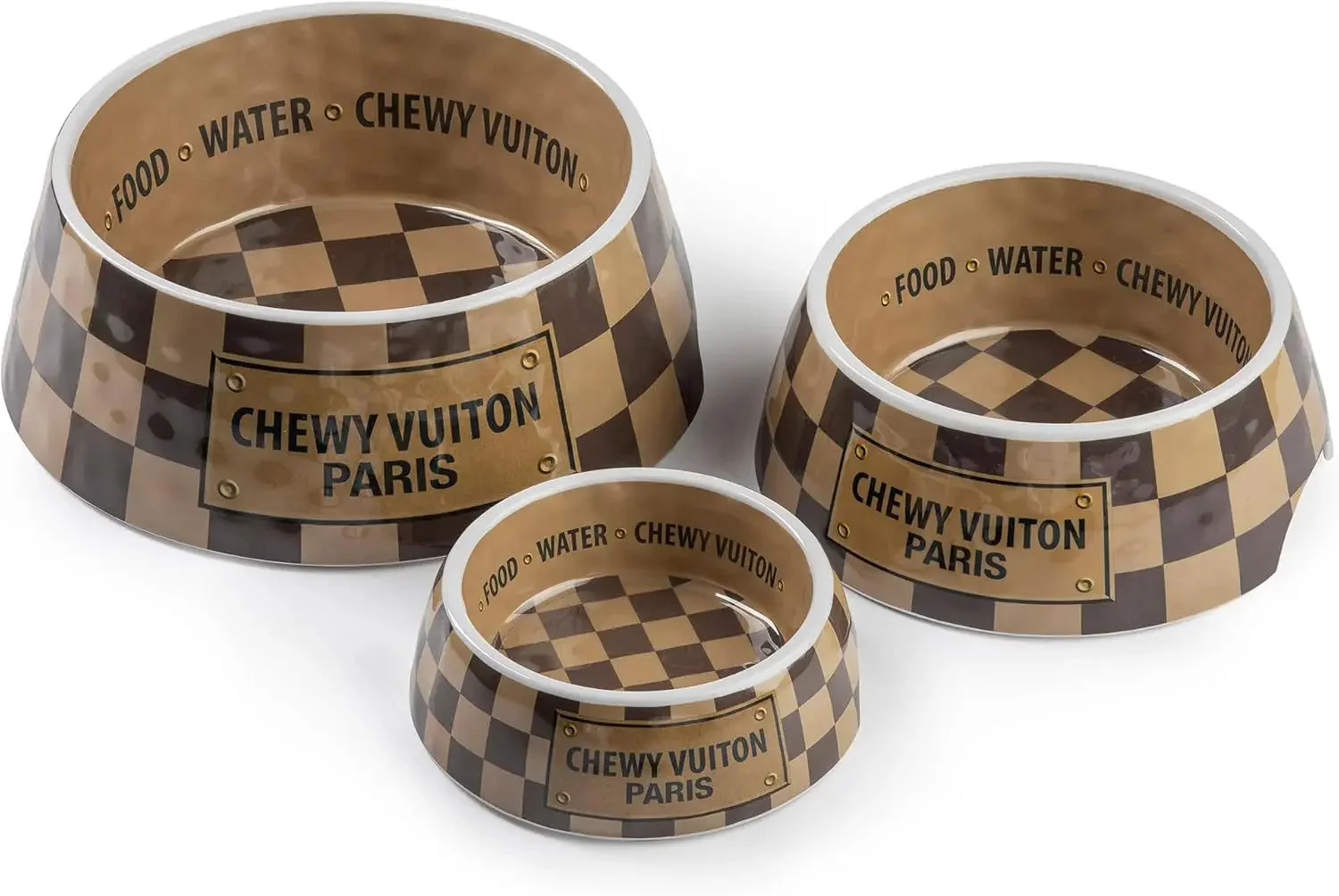 Haute Diggity Dog Chewy Vuiton Dog Bowl Set | BPA-Free, Non-Skid (2-Pack) - Image 9