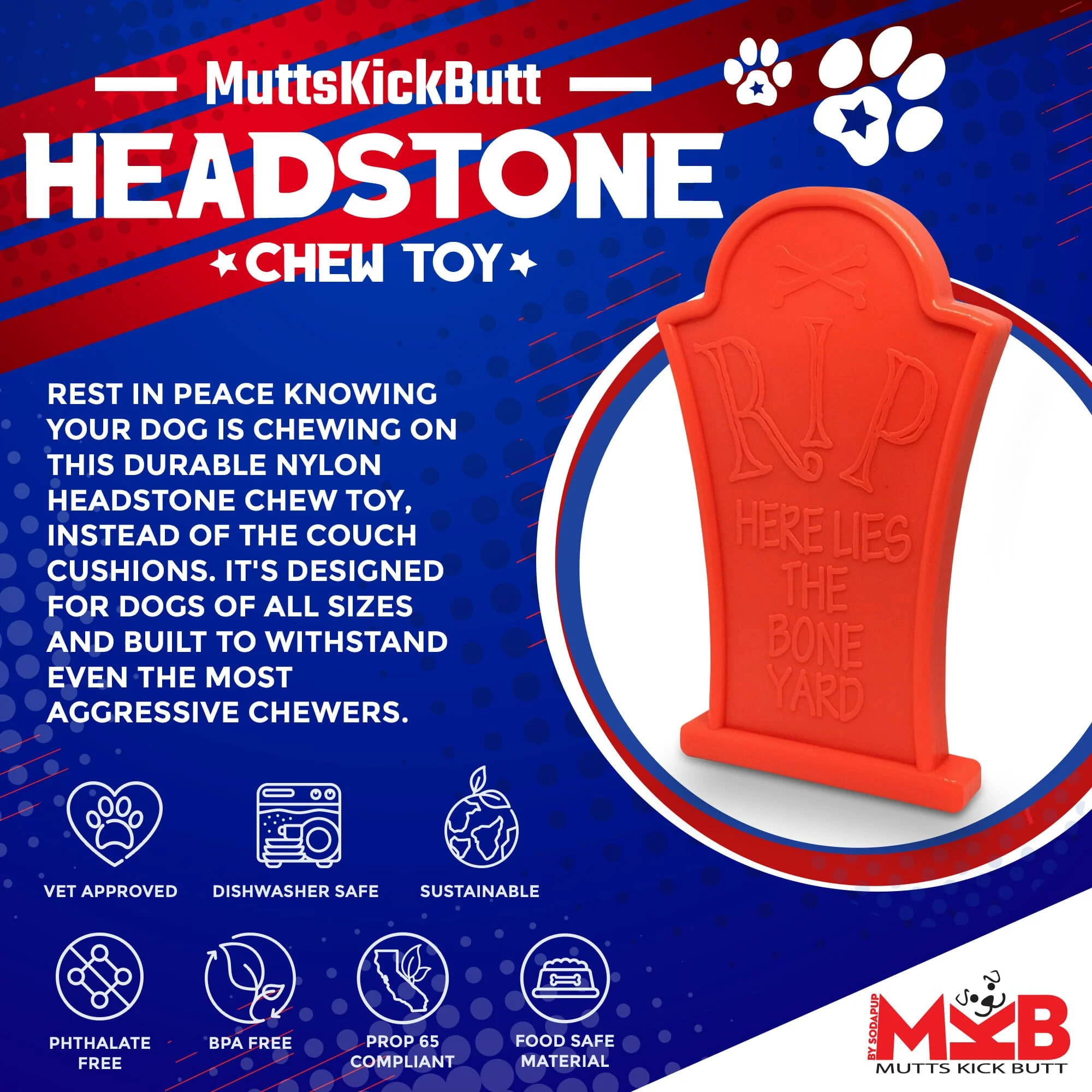 Headstone Ultra Durable Nylon Dog Chew Toy - Image 2