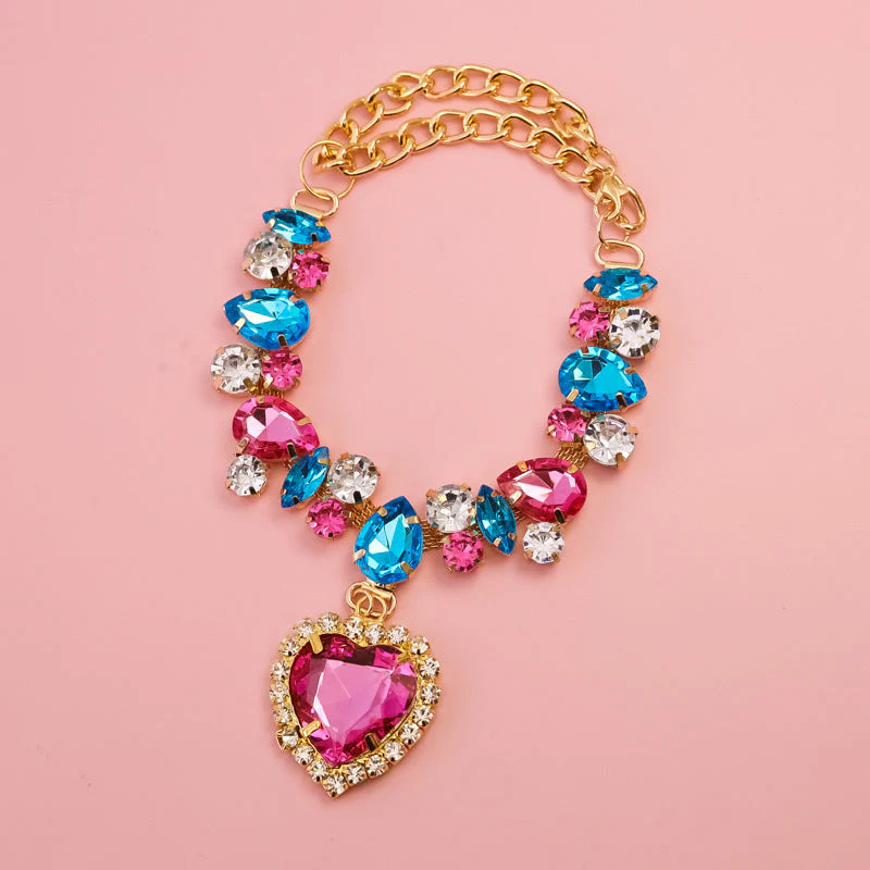 Heart Gem Dog Necklace with Crystal Charms - Image 2
