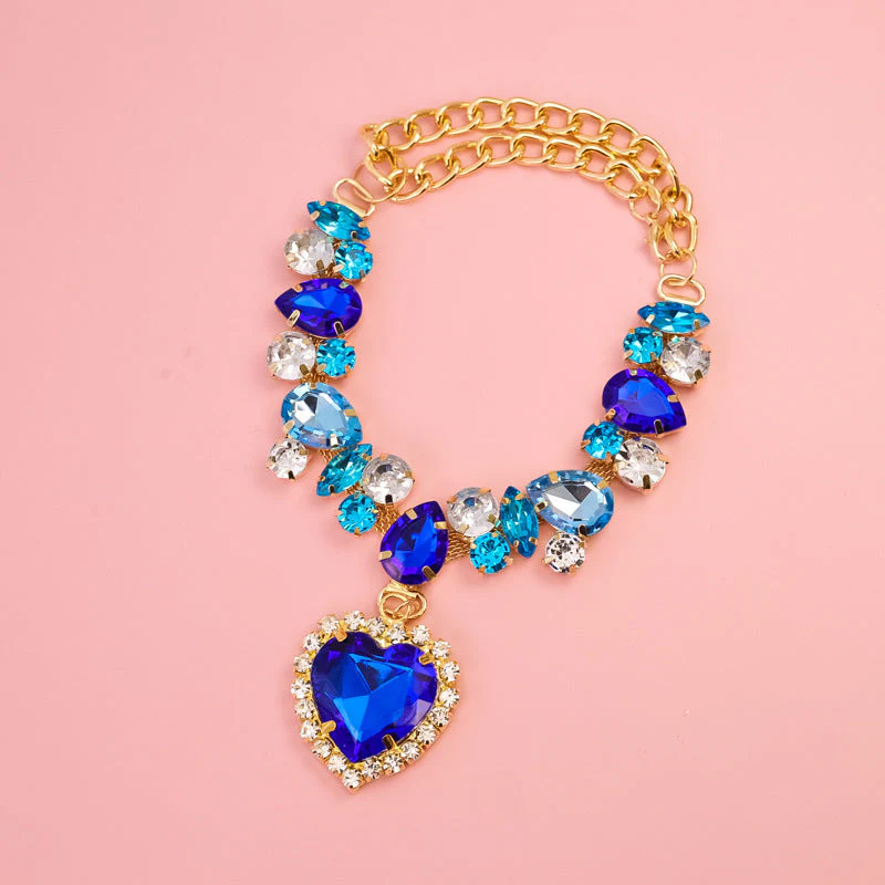Heart Gem Dog Necklace with Crystal Charms - Image 3