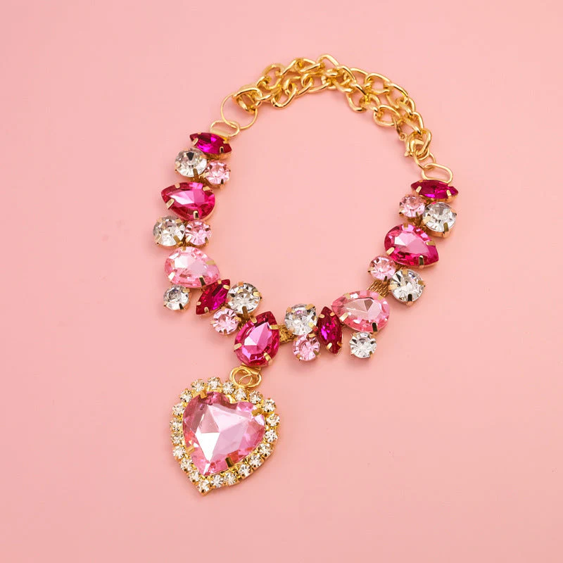 Heart Gem Dog Necklace with Crystal Charms - Image 4