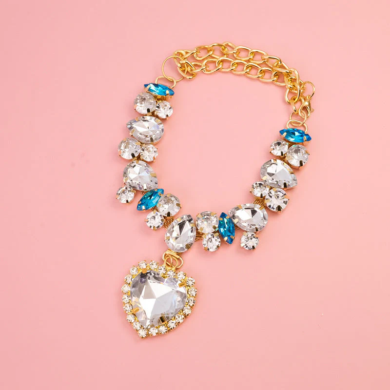Heart Gem Dog Necklace with Crystal Charms - Image 5